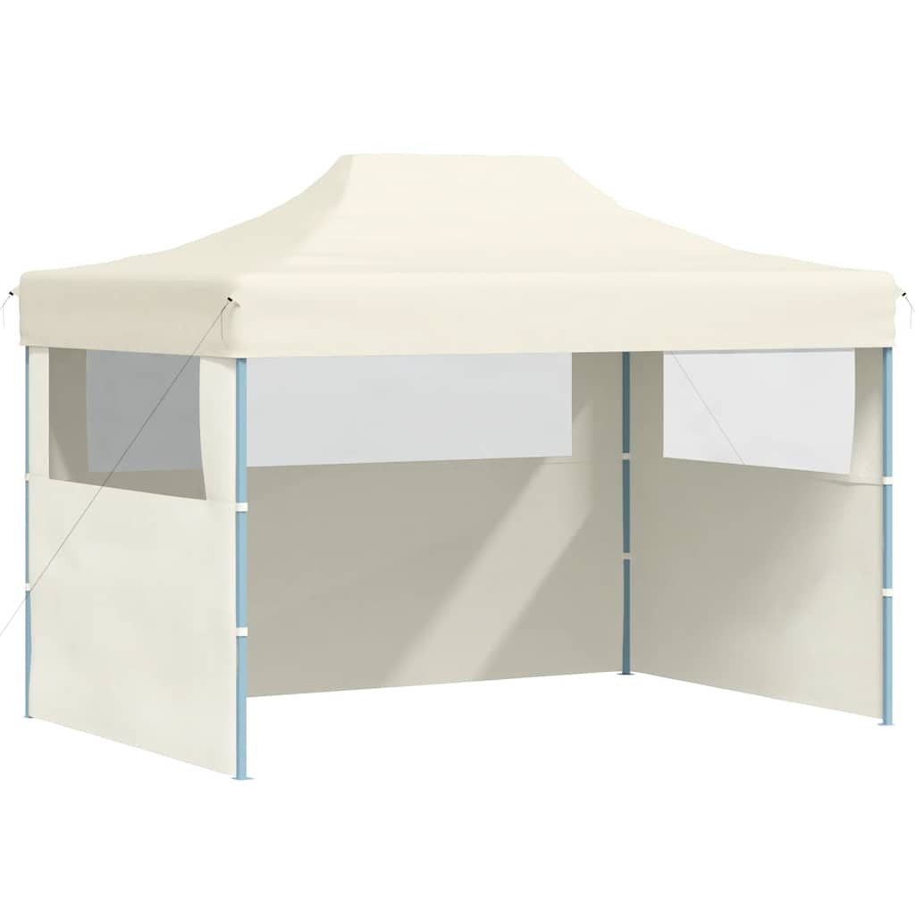 Vidaxl -Partyzelt mit 3 Seitenwänden faltbare 3x4 m Stahlcreme