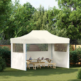 Vidaxl -Partyzelt mit 3 Seitenwänden faltbare 3x4 m Stahlcreme