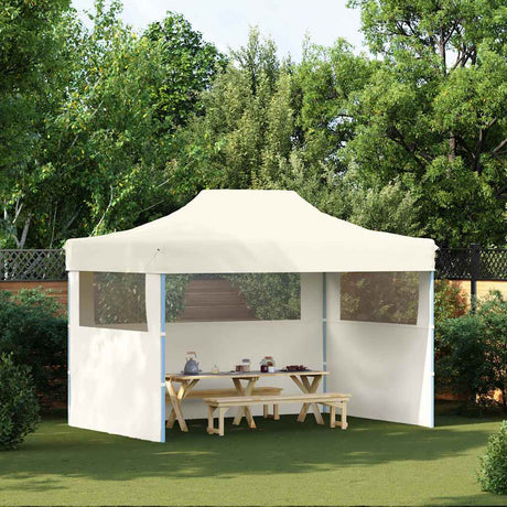 Vidaxl -Partyzelt mit 3 Seitenwänden faltbare 3x4 m Stahlcreme