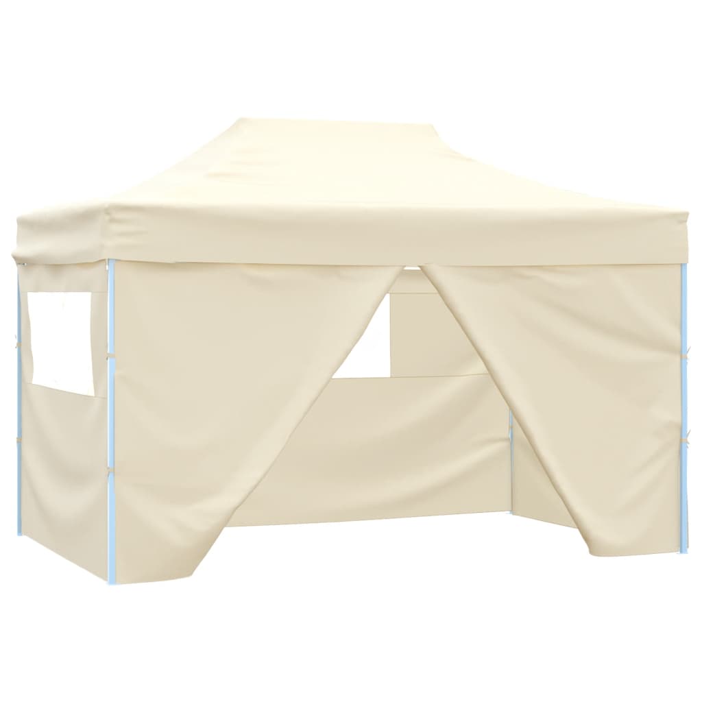 Vidaxl partytent met 4 zijwanden inklapbaar 3x4 m staal crème