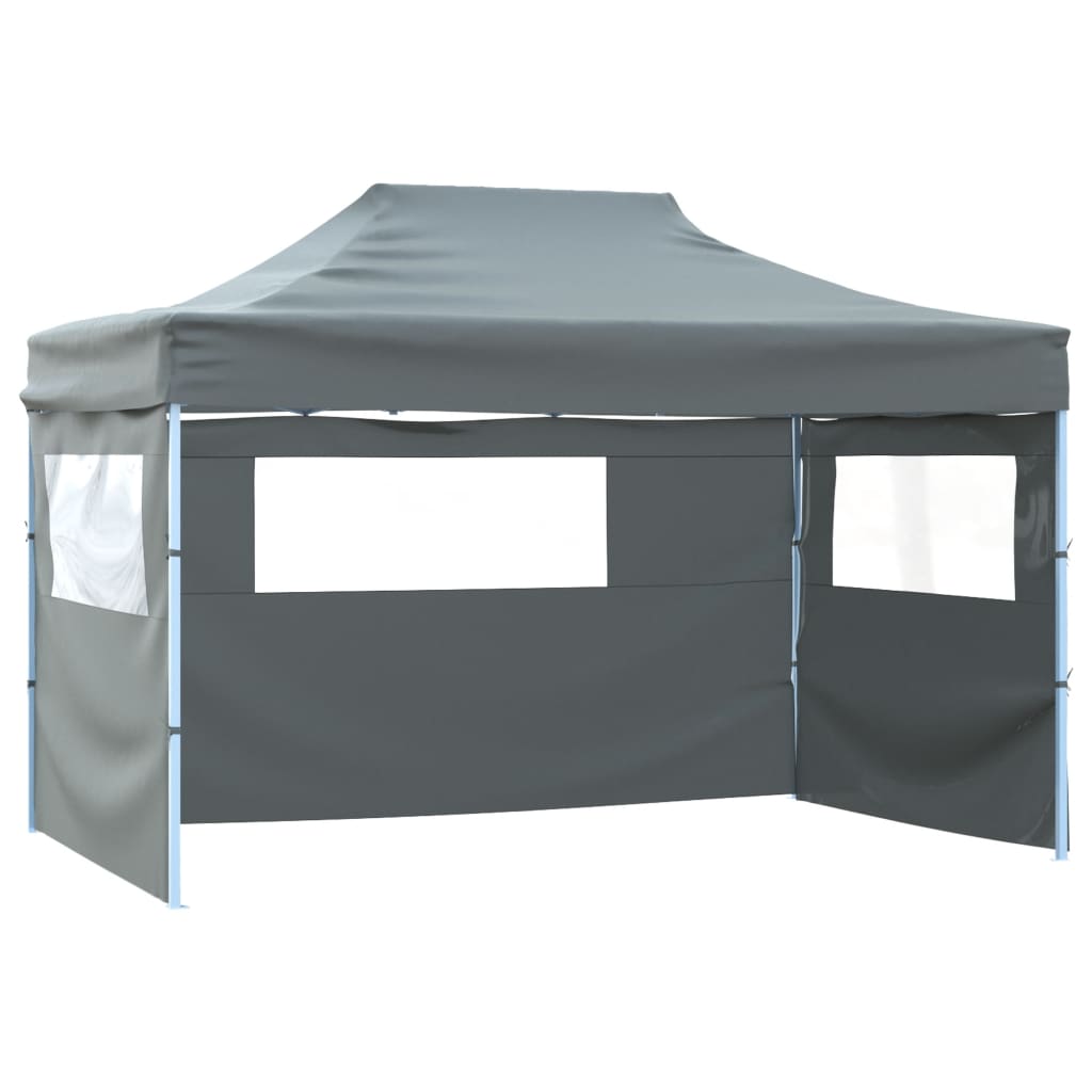 Vidaxl partytent met 3 zijwanden inklapbaar 3x4 m staal antraciet