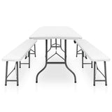 Vidaxl tuintafel met 2 bankjes inklapbaar 180 cm staal en hdpe wit