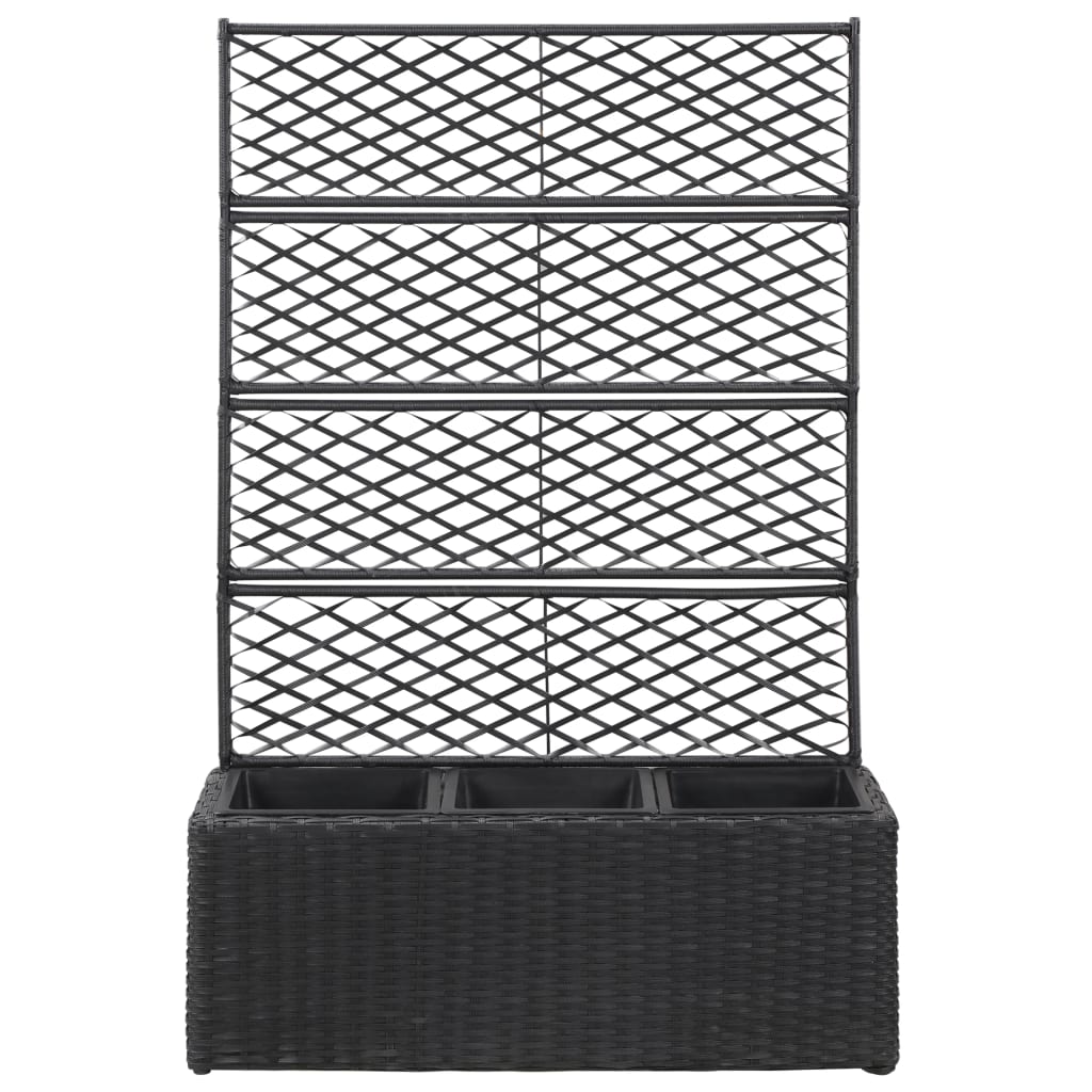 Vidaxl latwerkplantenbak verhoogd met potten 83x30x130 cm rattan zwart