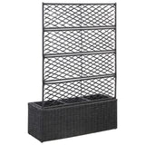 Vidaxl latwerkplantenbak verhoogd met potten 83x30x130 cm rattan zwart