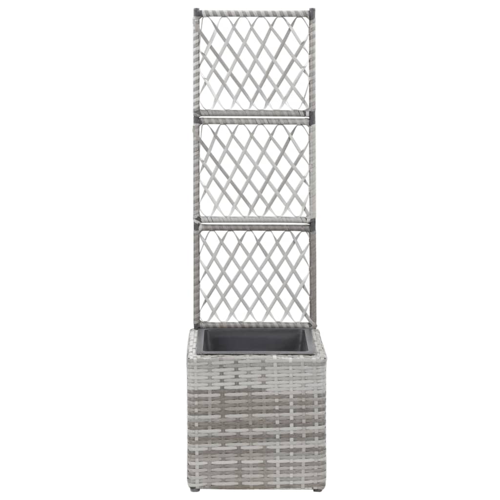 Vidaxl latwerkplantenbak uppvuxen med 1 potten 30x30x107 cm rattan grå