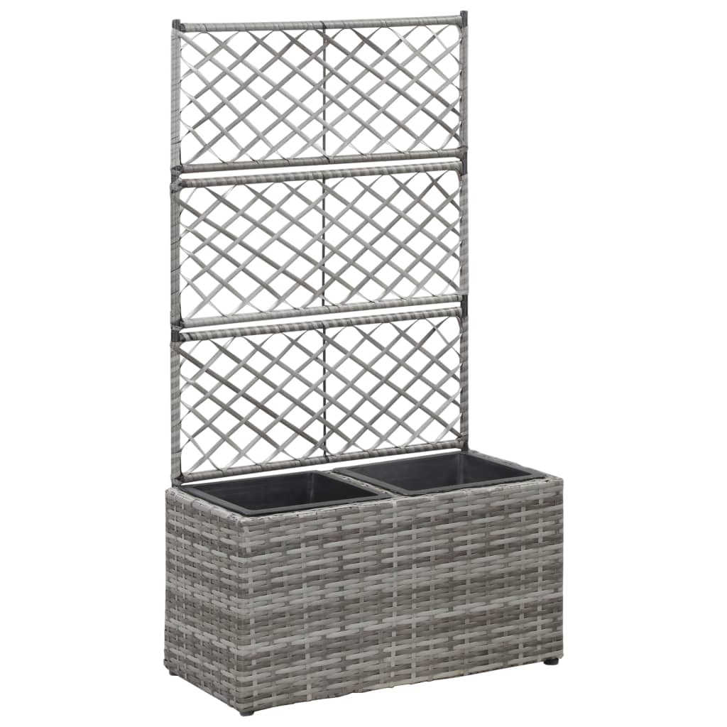 Vidaxl Latwerkplantenbak hevet med potter 58x30x107 cm rattan grå