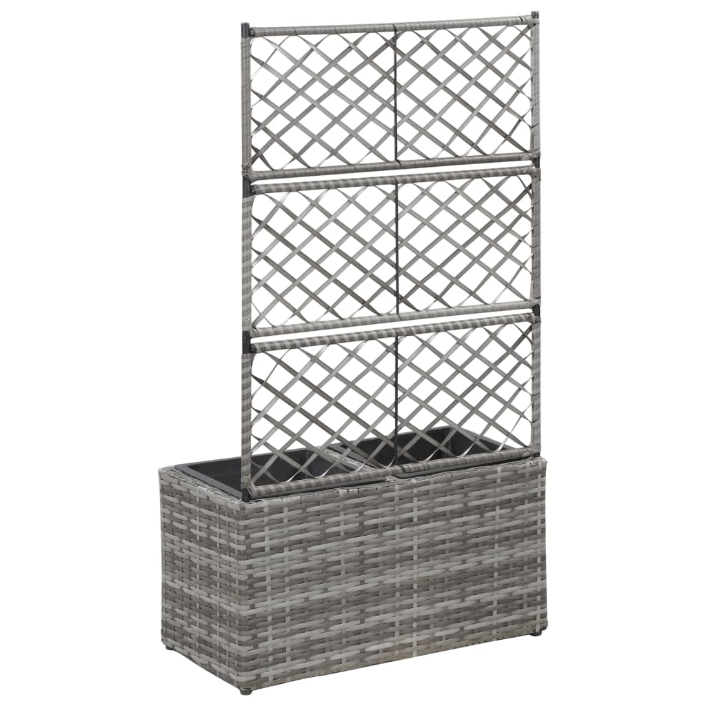 Vidaxl Latwerkplantenbak hevet med potter 58x30x107 cm rattan grå