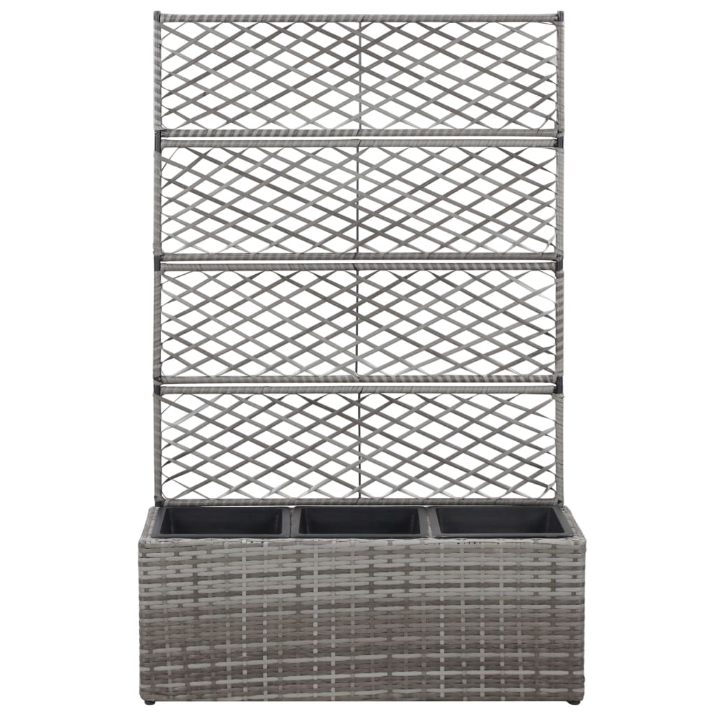 Vidaxl Latwerkplantenbak podniesiony z doniczkami 83x30x130 cm rattan grey