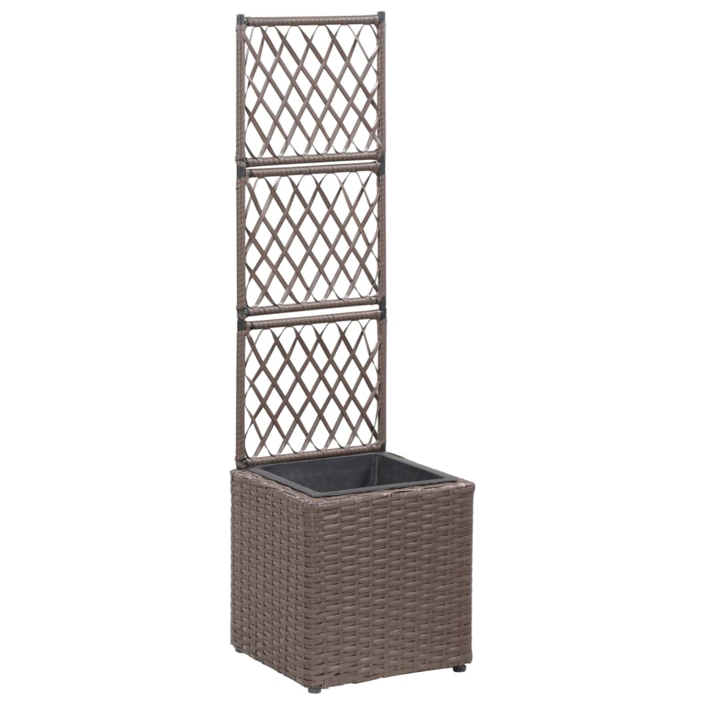 Vidaxl Latwerkplantenbak zvednutý s 1 pot 30x30x107 cm Rattan Brown