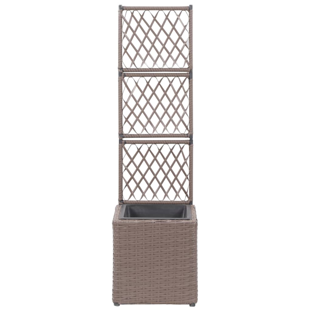 VidaXL Latwerkplantenbak verhoogd met 1 pot 30x30x107 cm rattan bruin