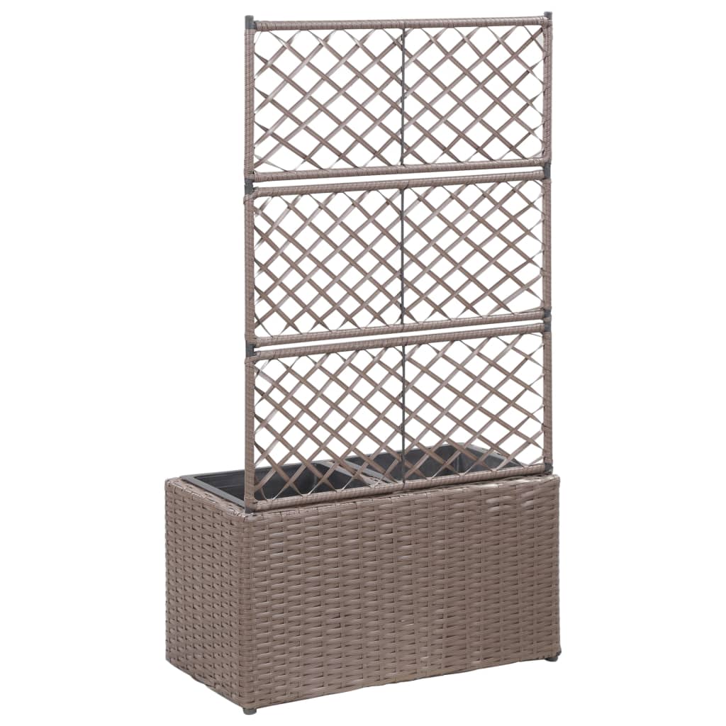 VidaXL Latwerkplantenbak raised with pots 58x30x107 cm Rattan brown