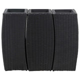 Vidaxl Planilniki so vzgajali 3 St Poly Rattan Black