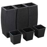 Vidaxl Planters a relevé le 3 St Poly Rattan Black