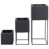 Vidaxl Planters oppdratt 3 st Poly Rattan Black