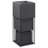 Vidaxl Planters höjde 3 St Poly Rattan Black