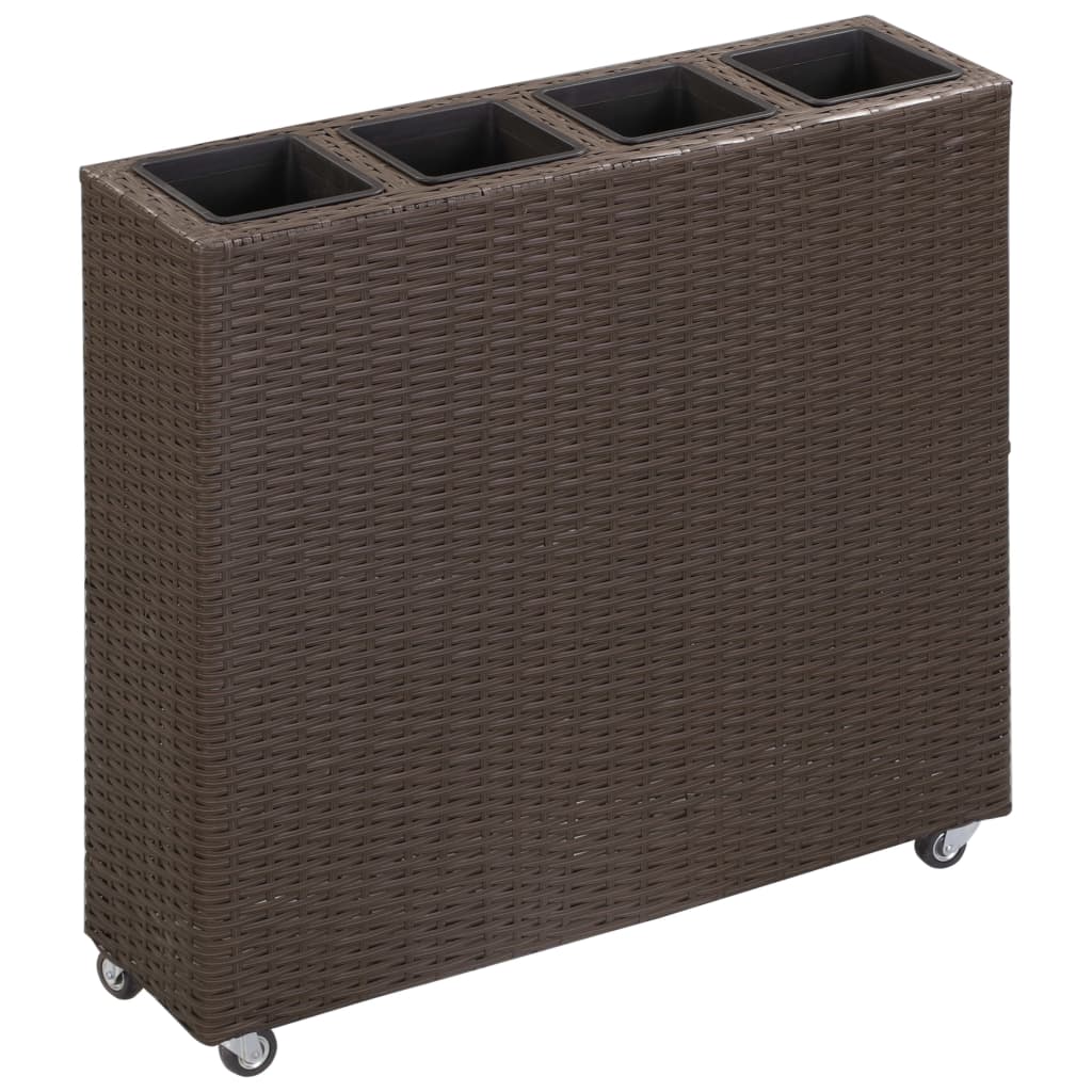 Vidaxl Planter hevet av 4 potter 80x22x79 cm Poly Rattan Brown