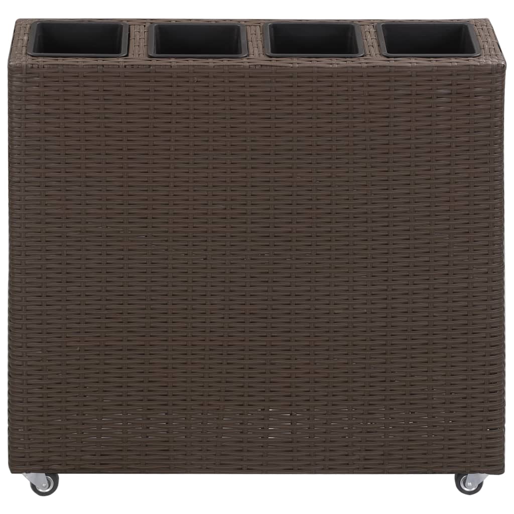 VIDAXL -Pflanzer mit 4 Töpfen 80x22x79 cm Poly Rattan Brown angehoben