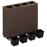 Vidaxl Planter raised by 4 pots 80x22x79 cm Poly Rattan Brown