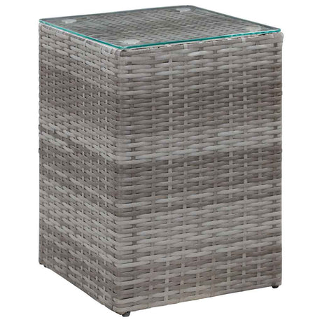 Vidaxl 3-delige bijzettafelset met glazen blad poly rattan grijs