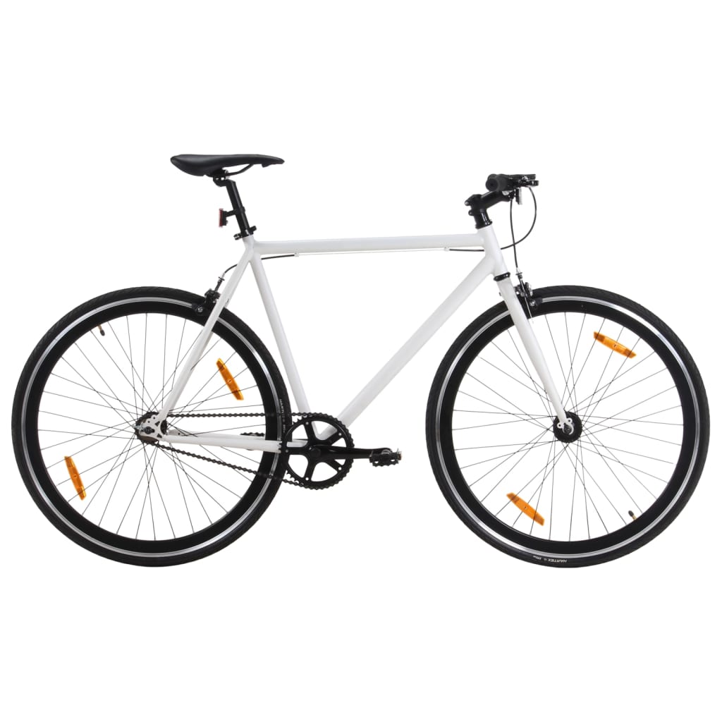 Bicicleta Vidaxl con engranaje fijo 700 C 55 cm blanco y negro