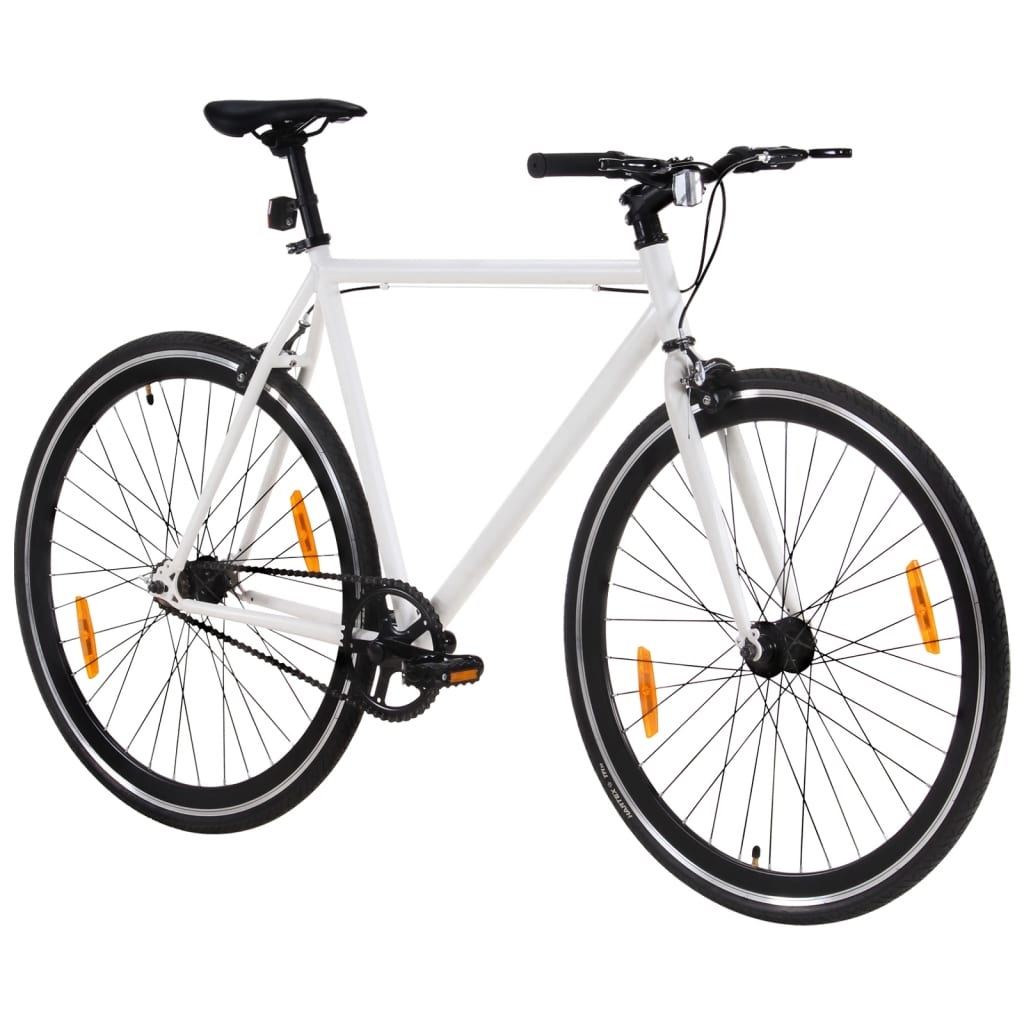 Bicicleta Vidaxl con engranaje fijo 700 C 55 cm blanco y negro