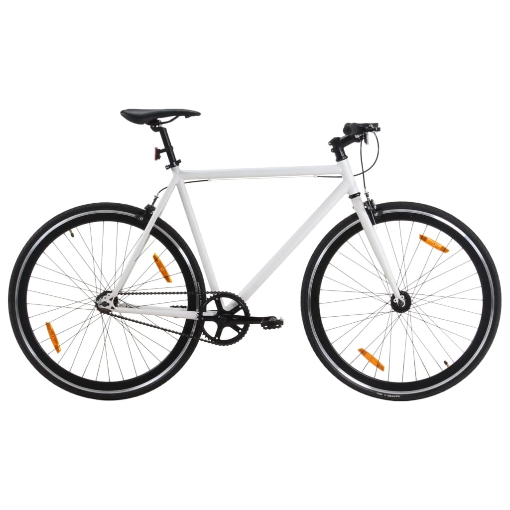 Bicicleta Vidaxl con engranaje fijo 700 C 59 cm blanco y negro