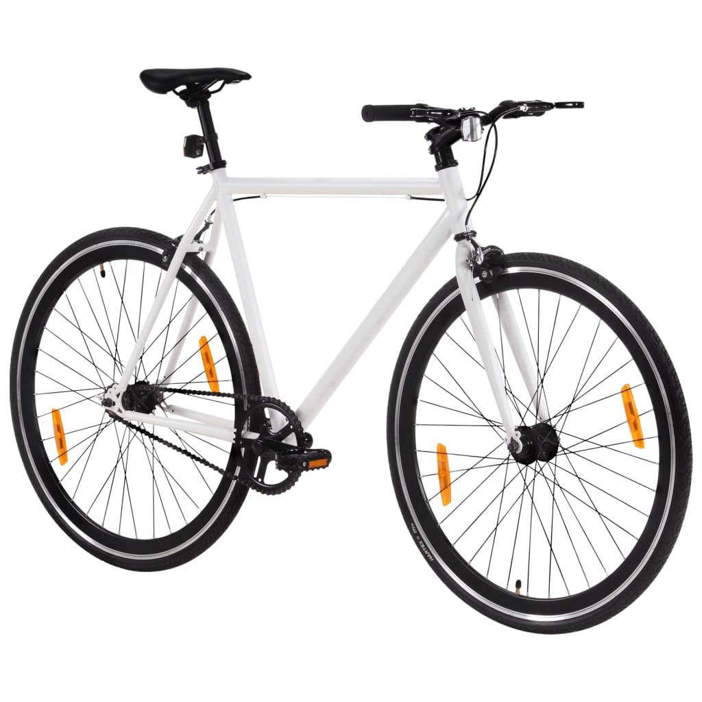 Vidaxl bicycle with fixed gear 700 C 59 cm white and black