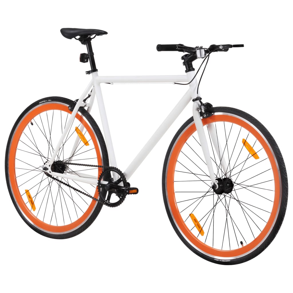 Vidaxl kolo s fiksno prestavo 700 c 51 cm bela in oranžna