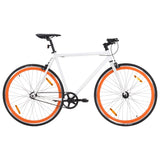 Bicicleta Vidaxl con engranaje fijo 700 C 59 cm blanco y naranja