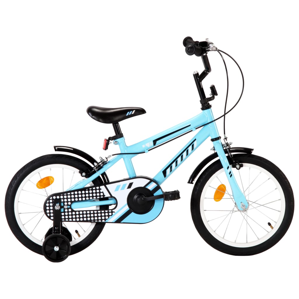 Vidaxl bicicleta para niños de 16 pulgadas negras y azules