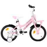 Vidaxl Children's bike with front carrier 14 inch white and pink