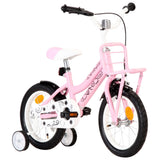 Vidaxl Bike per bambini con vettore anteriore da 14 pollici bianco e rosa