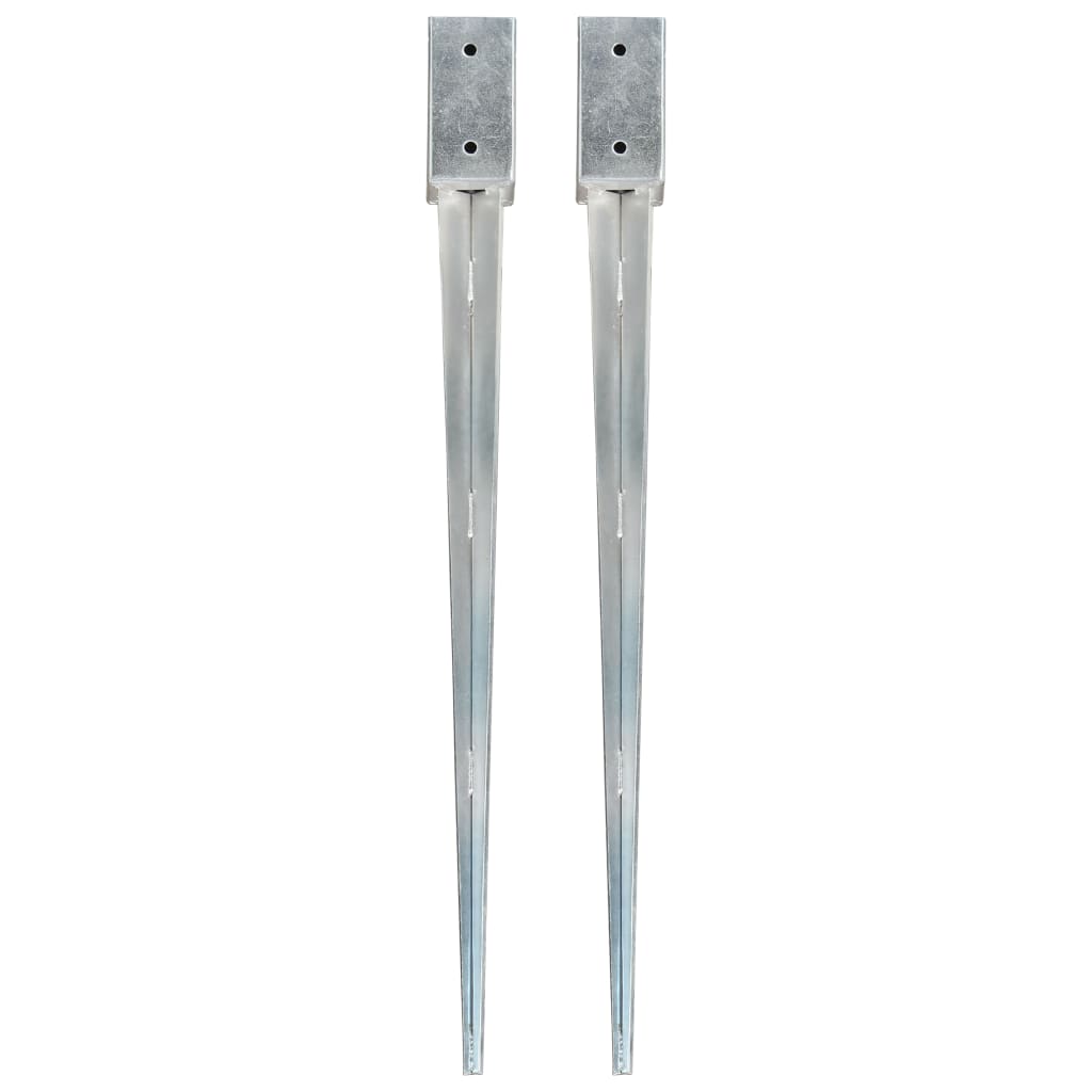 Vidaxl ground pins 2 pcs 7x7x90 cm galvanized steel silver colored