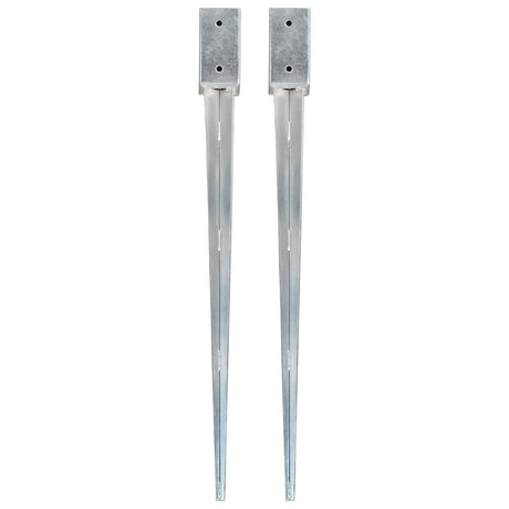 Vidaxl gemahlene Stifte 2 PCs 7x7x90 cm verzinkter Stahl Silberfarben