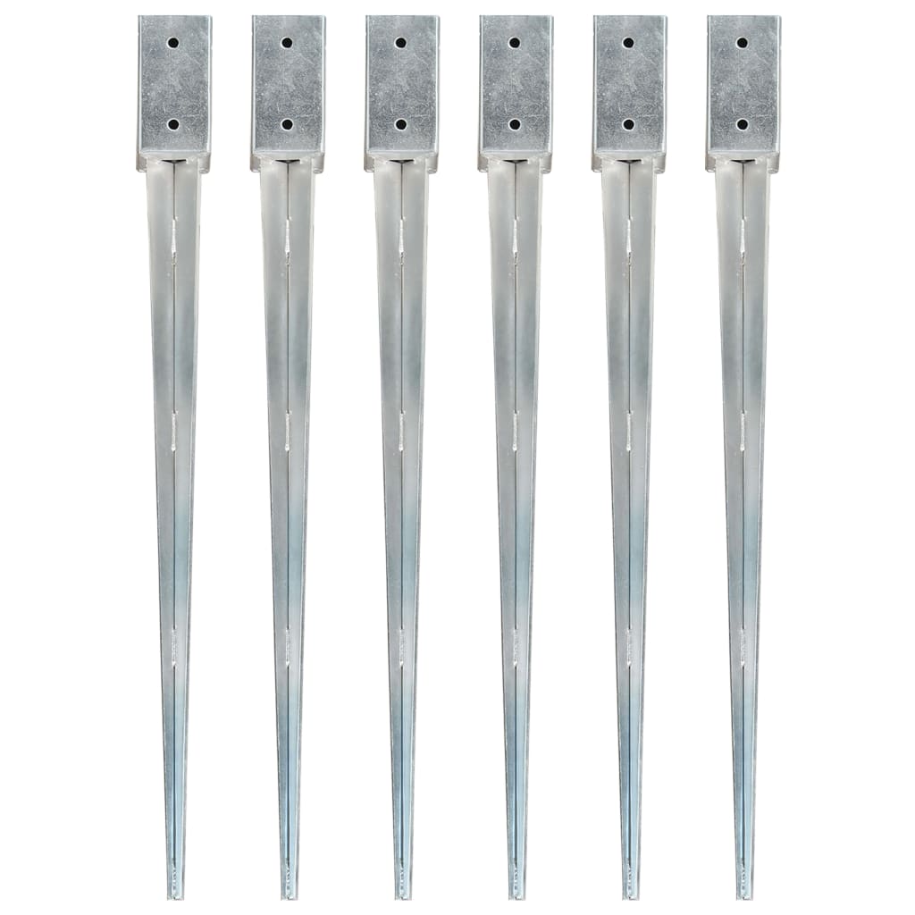 Vidaxl ground pins 6 pcs 7x7x90 cm galvanized steel silver colored