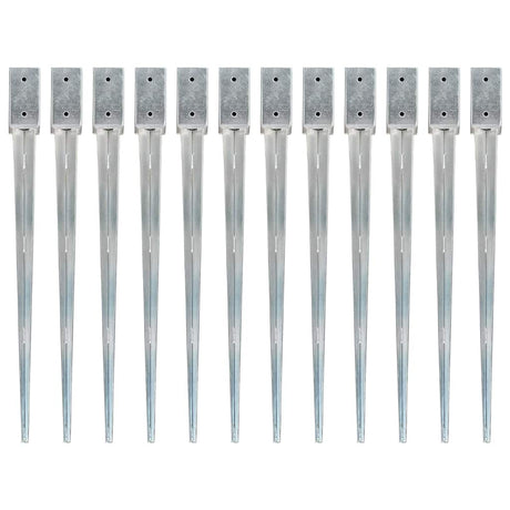 Vidaxl gemahlene Stifte 12 PCs 7x7x90 cm verzinkter Stahl Silber gefärbt