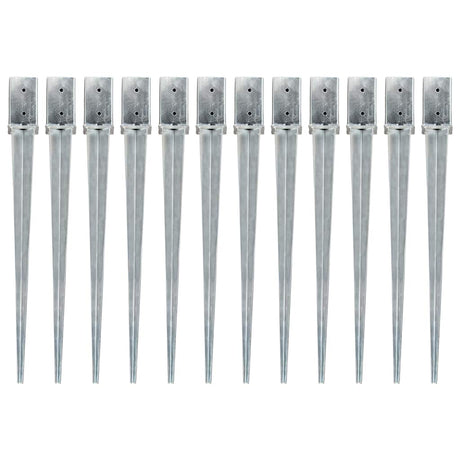 Vidaxl gemahlene Stifte 12 PCs 8x8x91 cm verzinkter Stahl Silber gefärbt
