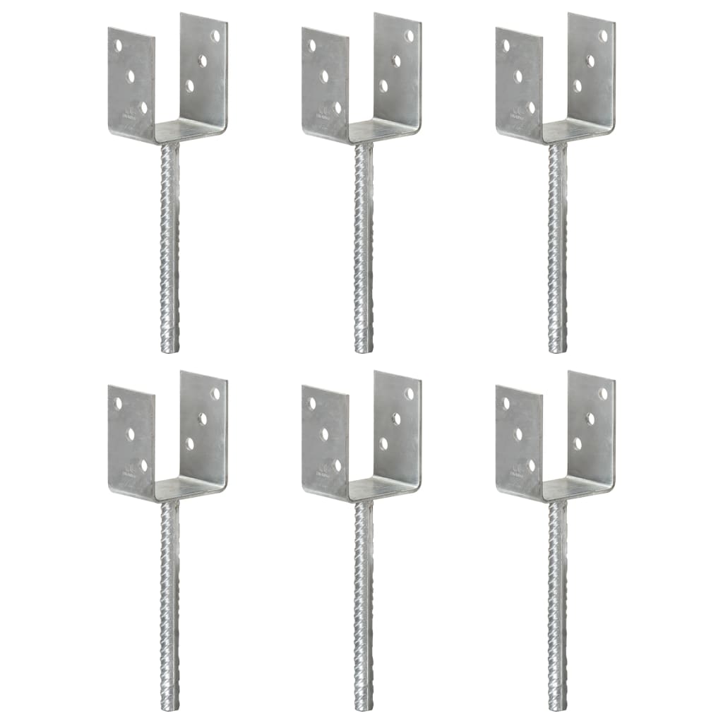 Vidaxl Buedem Anker 6 PCs 8x6x30 cm galvaniséiert Stol Sëlwerfaarf faarweg