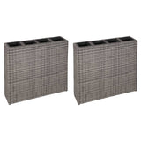 Planteur vidaxl surélevé avec 4 pots 2 pcs poly rattan gris