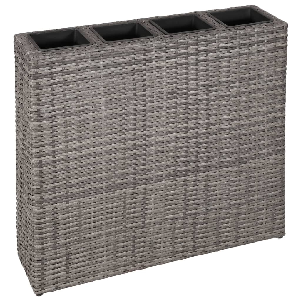 VidaXL Plantenbak verhoogd met 4 potten 2 st poly rattan grijs