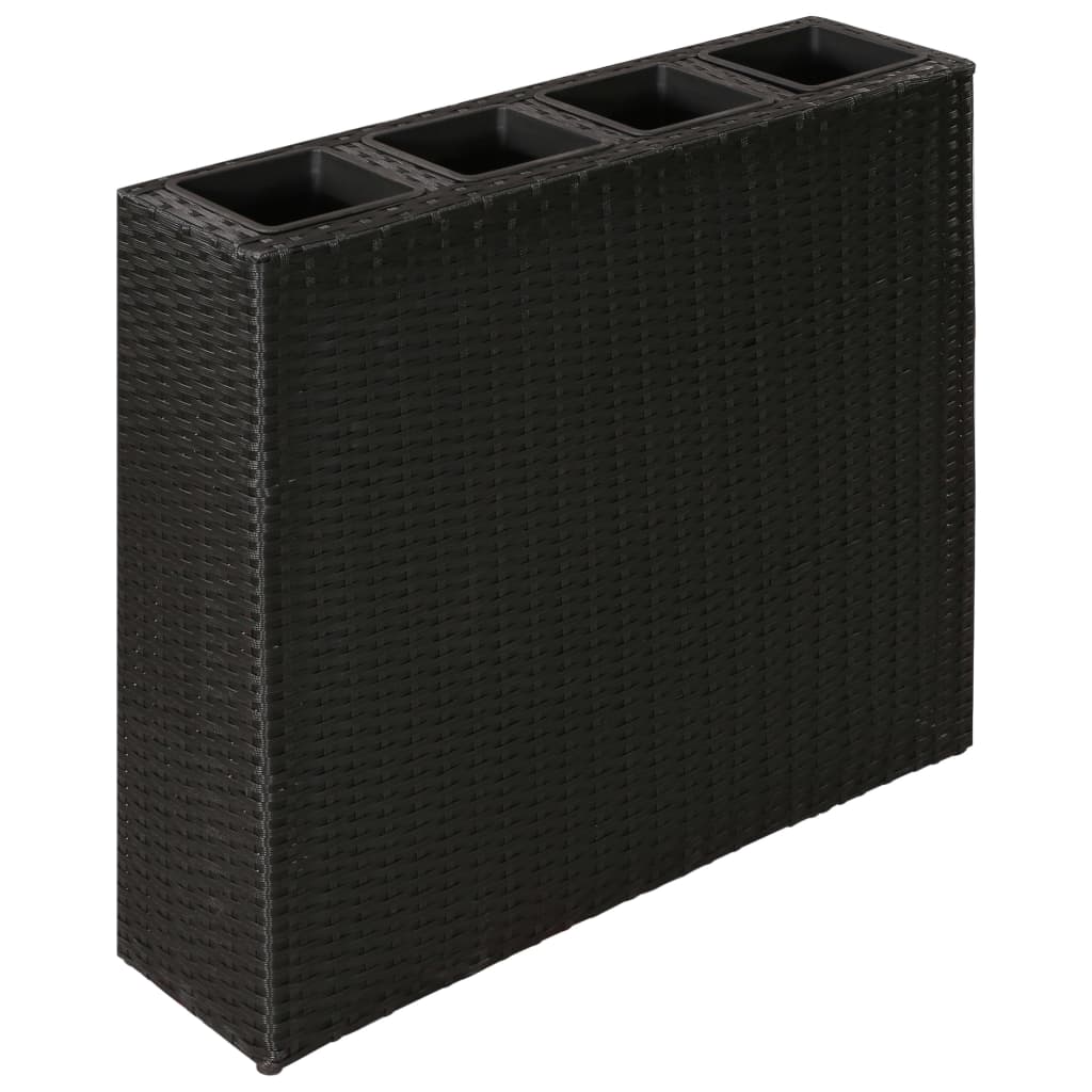 Vidaxl Planter opgeworf mat 4 Pots 2 PC PCly Rattan schwaarz