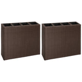 VIDAXL -Planungsbox mit 4 Töpfen 2 St Poly Rattan Brown angehoben