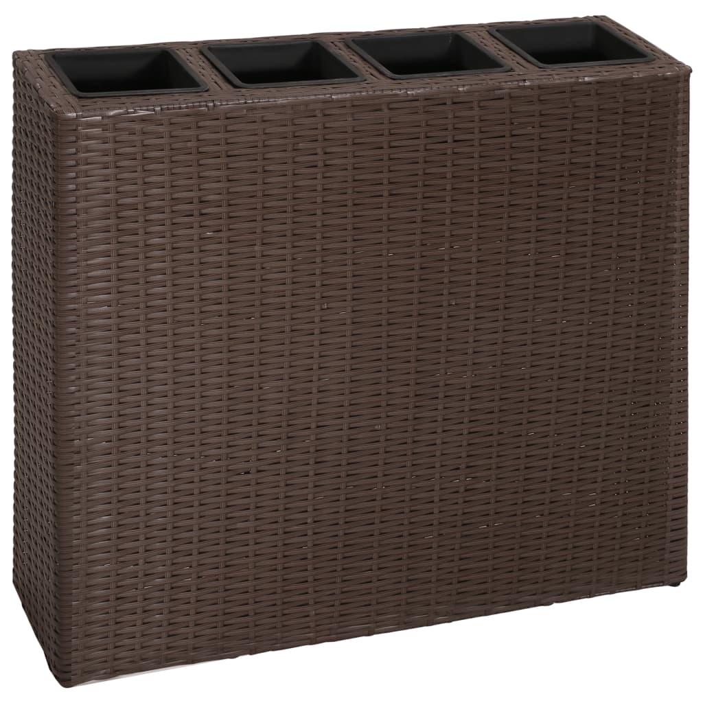 VIDAXL -Planungsbox mit 4 Töpfen 2 St Poly Rattan Brown angehoben