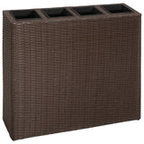 Caja de planificación de Vidaxl elevada con 4 macetas 2 st Poly rattan marrón