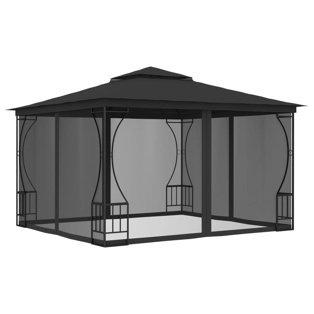 Vidaxl Arbor med nät 300x300x265 cm Anthracite -färgad