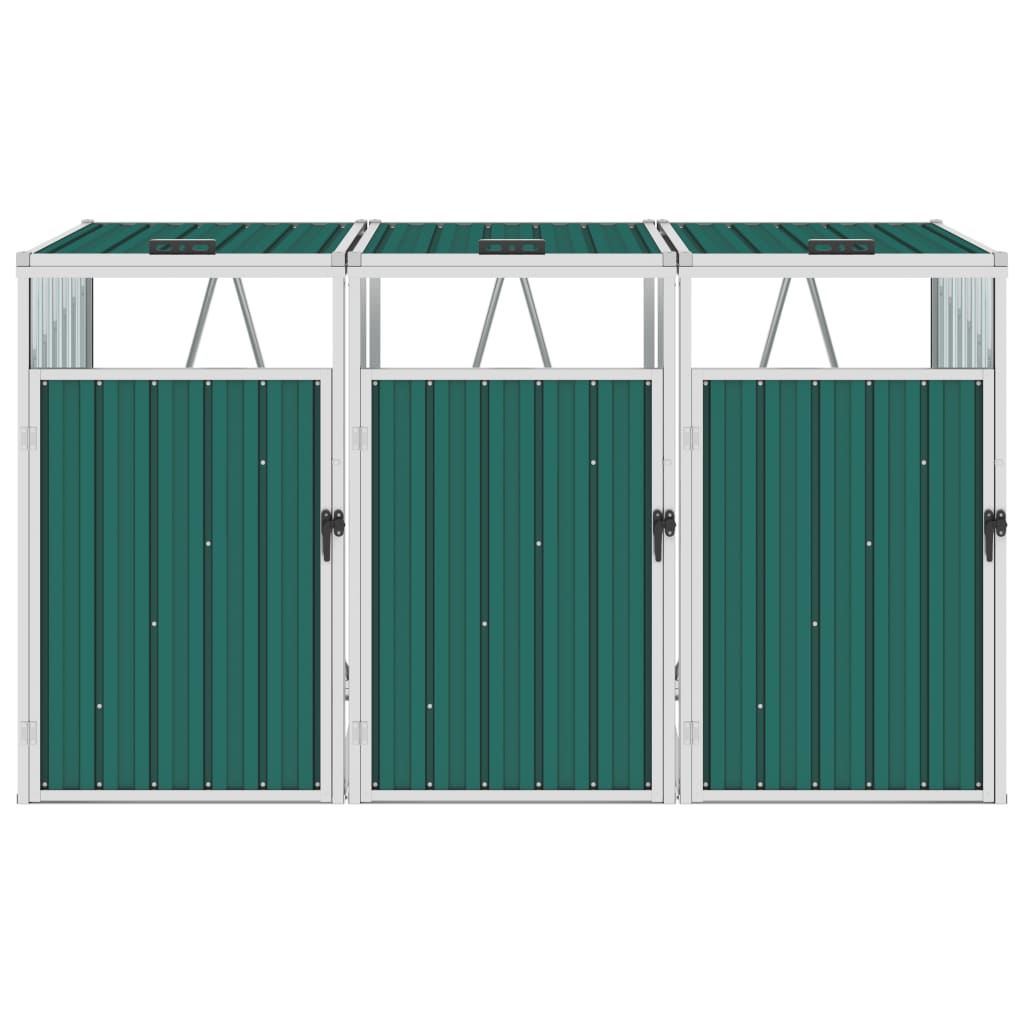 Vidaxl Waste Bin Storage Triple 213x81x121 cm stalowy zielony