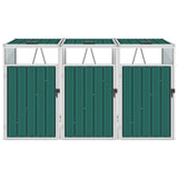 VidaXL waste bin storage triple 213x81x121 cm steel green