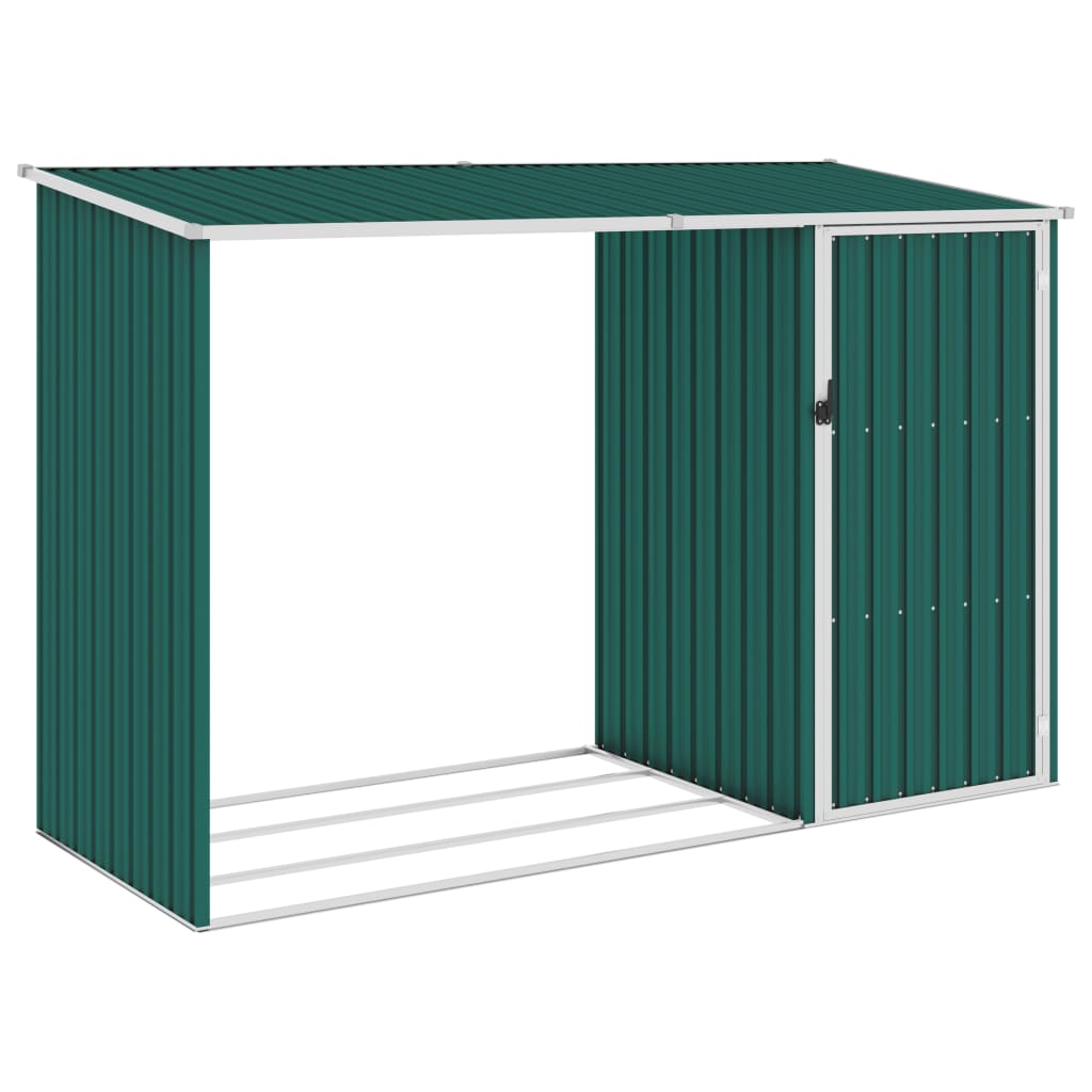 Vidaxl Firewood Shed 245x98x159 cm Galvanisé en acier vert