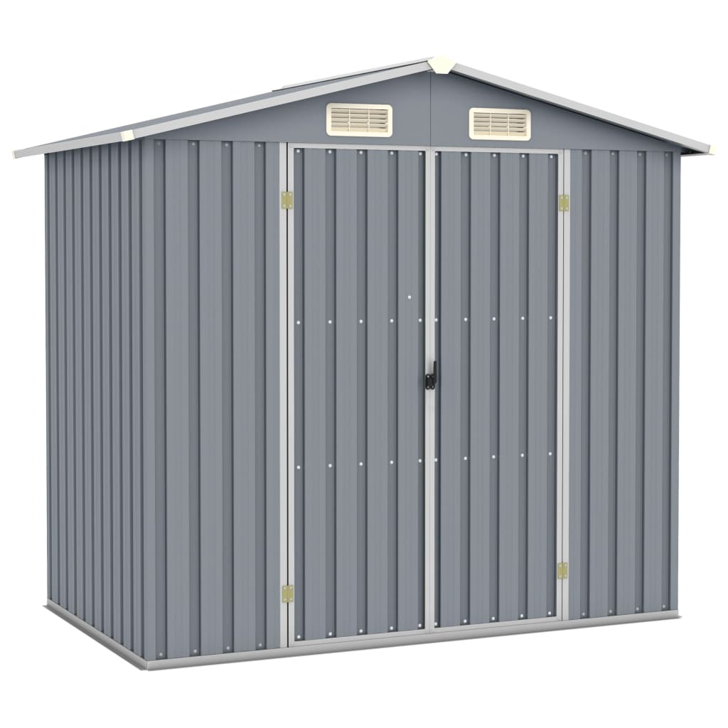 Vidaxl Garden Shed 205x129x183 cm verzinkter Stahl grau