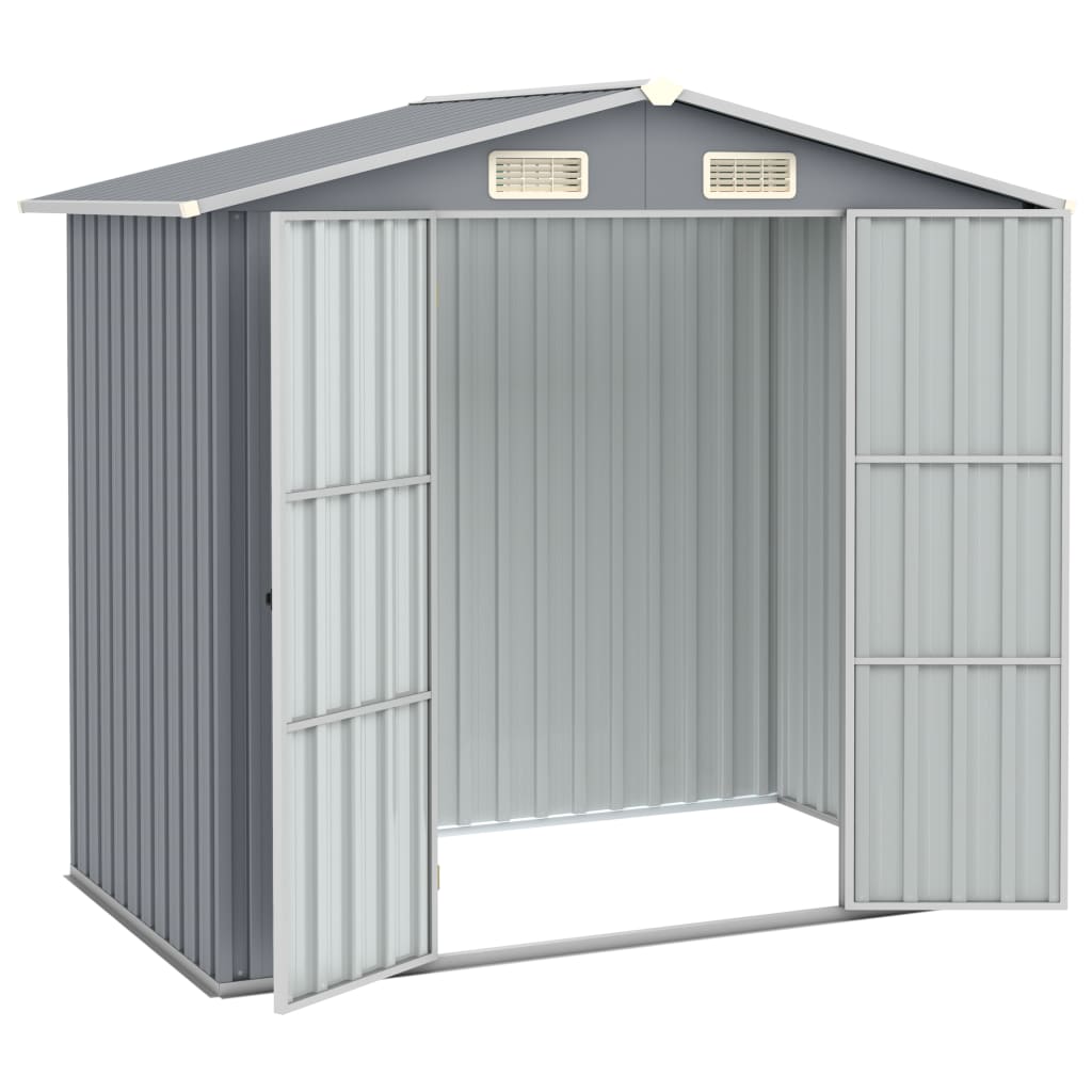 Vidaxl Garden Shed 205x129x183 cm galvanisert stålgrå